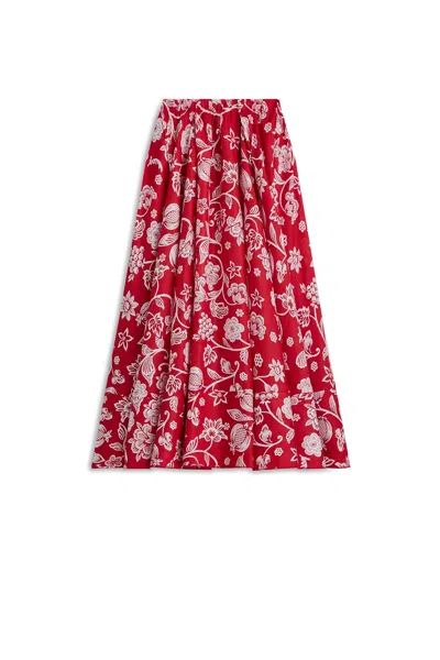 Scanlan Theodore Linen Tropical Bonded Skirt In Red
