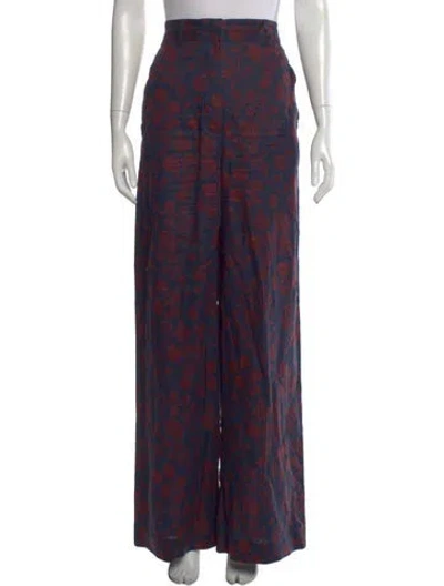 Pre-owned Scanlan Theodore Linen Wide Leg Pants In Blue