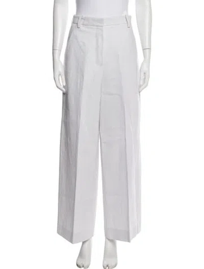 Pre-owned Scanlan Theodore Linen Wide Leg Pants In White