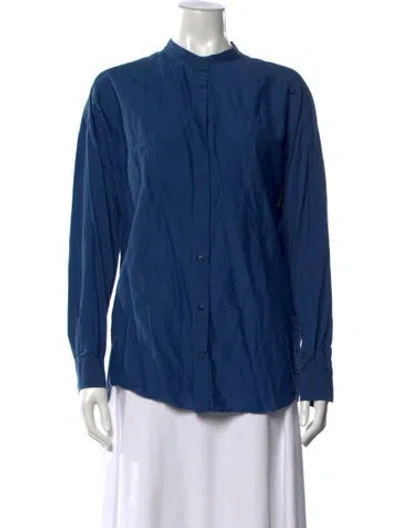 Pre-owned Scanlan Theodore Long Sleeve Button-up Top In Blue
