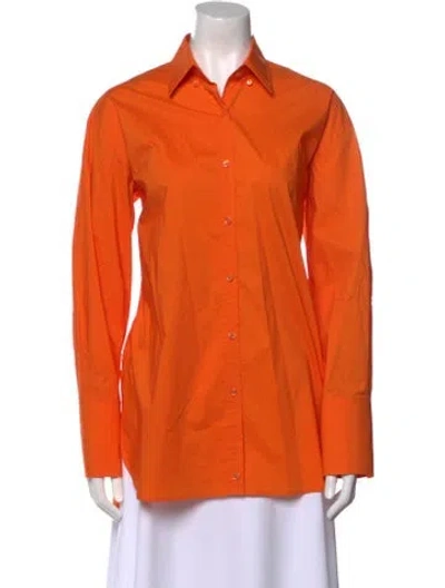 Pre-owned Scanlan Theodore Long Sleeve Button-up Top In Orange