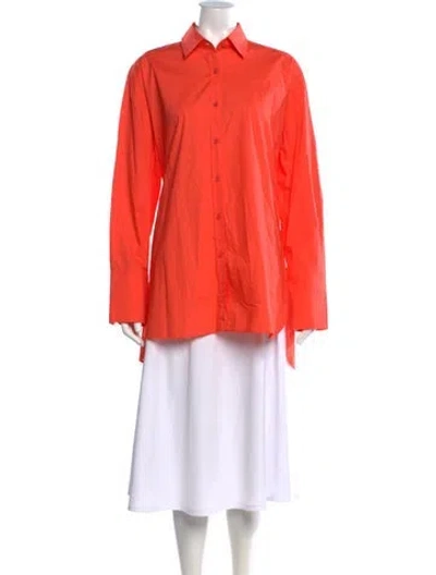 Pre-owned Scanlan Theodore Long Sleeve Button-up Top In Orange