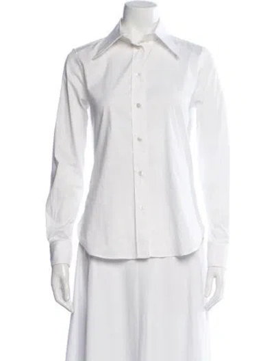 Pre-owned Scanlan Theodore Long Sleeve Button-up Top In White