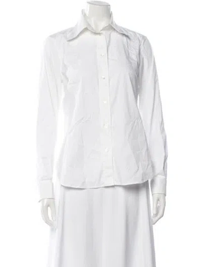 Pre-owned Scanlan Theodore Long Sleeve Button-up Top In White