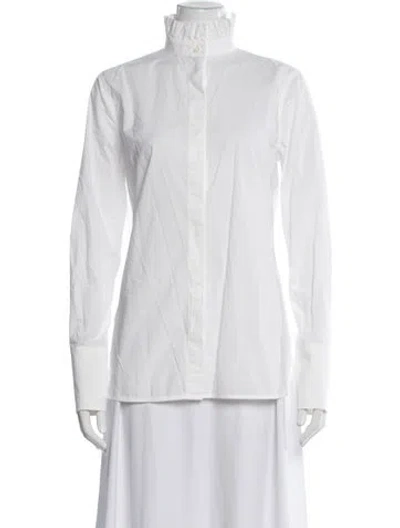 Pre-owned Scanlan Theodore Long Sleeve Button-up Top In White