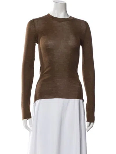 Pre-owned Scanlan Theodore Merino Wool Crew Neck Top In Brown