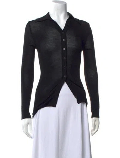 Pre-owned Scanlan Theodore Merino Wool Open Front Sweater In Black