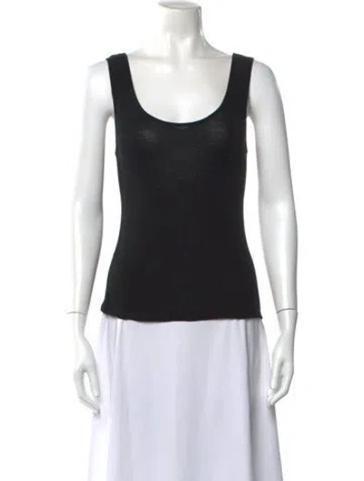 Pre-owned Scanlan Theodore Merino Wool Scoop Neck Top In Black