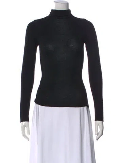 Pre-owned Scanlan Theodore Merino Wool Turtleneck Sweater In Black