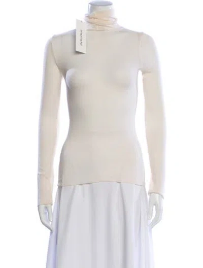 Pre-owned Scanlan Theodore Merino Wool Turtleneck Sweater In Neutral