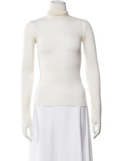 Pre-owned Scanlan Theodore Merino Wool Turtleneck Sweater In Neutral