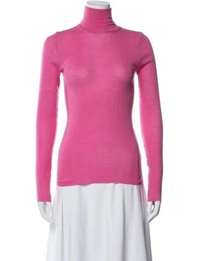 Pre-owned Scanlan Theodore Merino Wool Turtleneck Sweater In Pink