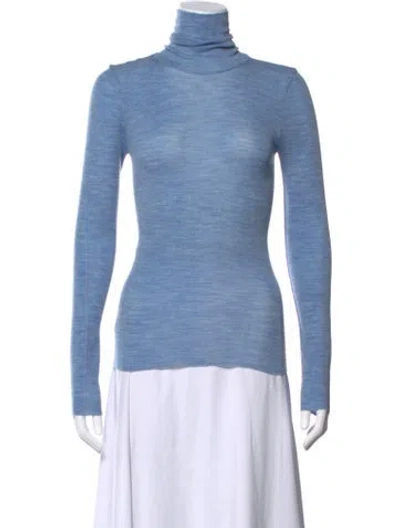Pre-owned Scanlan Theodore Merino Wool Turtleneck Top In Blue