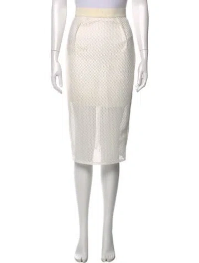 Pre-owned Scanlan Theodore Mesh Accents Midi Length Skirt In White