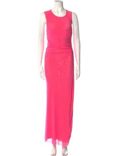 Pre-owned Scanlan Theodore Mesh Long Dress In Pink