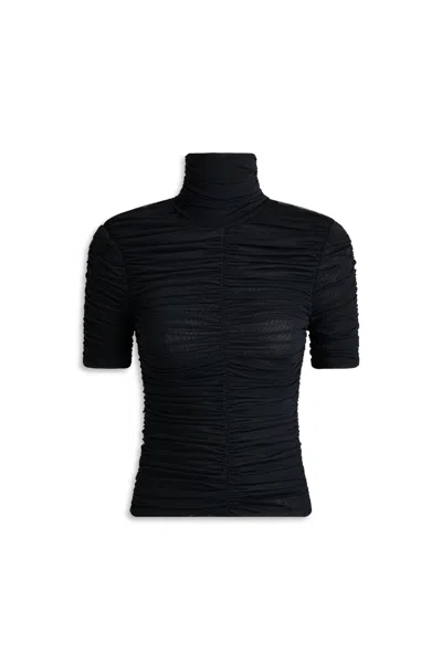 Scanlan Theodore Mesh Ruched Top In Black