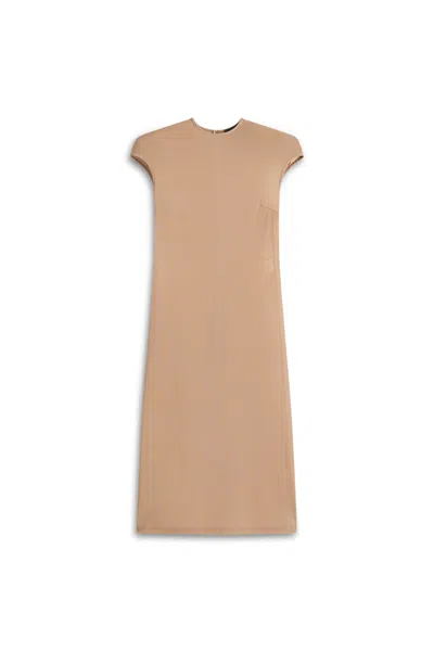 Scanlan Theodore Mesh Shoulder Pad Dress In Brown