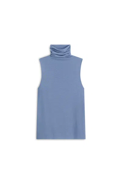 Scanlan Theodore Mesh Soft Funnel Neck Tank In Denim