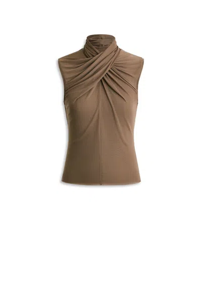 Scanlan Theodore Mesh Turban Sleeveless Top In Brown