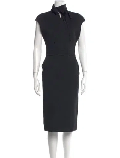 Pre-owned Scanlan Theodore Mock Neck Knee-length Dress In Blue