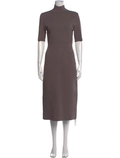 Pre-owned Scanlan Theodore Mock Neck Knee-length Dress In Gray