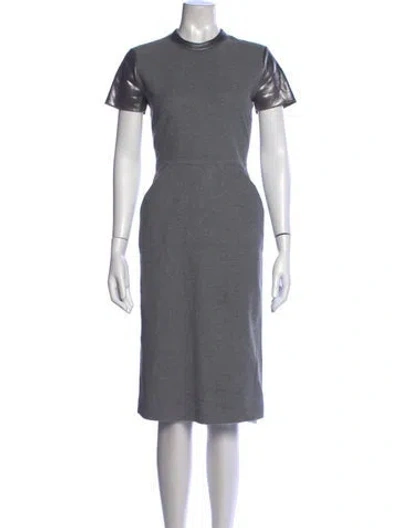 Pre-owned Scanlan Theodore Mock Neck Knee-length Dress In Grey