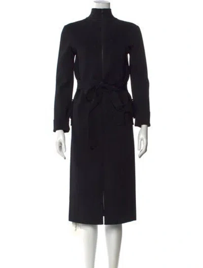Pre-owned Scanlan Theodore Mock Neck Long Dress In Black