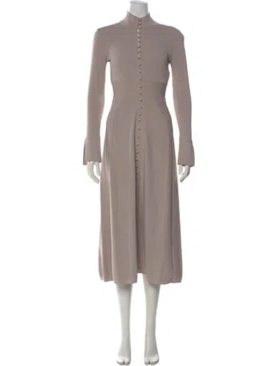 Pre-owned Scanlan Theodore Mock Neck Long Dress In Neutral