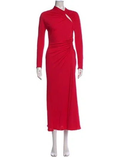 Pre-owned Scanlan Theodore Mock Neck Long Dress In Pink