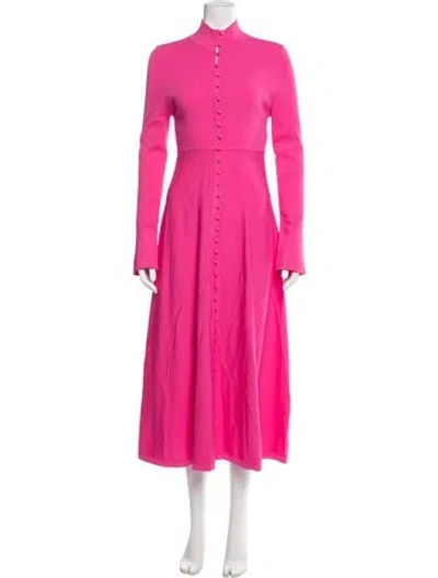 Pre-owned Scanlan Theodore Mock Neck Long Dress In Pink