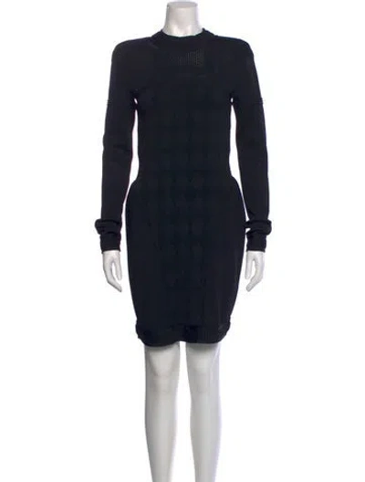 Pre-owned Scanlan Theodore Mock Neck Mini Dress In Black