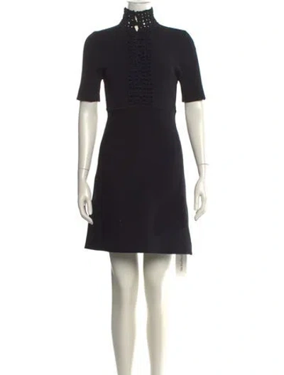 Pre-owned Scanlan Theodore Mock Neck Mini Dress In Black