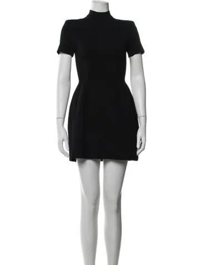 Pre-owned Scanlan Theodore Mock Neck Mini Dress In Black