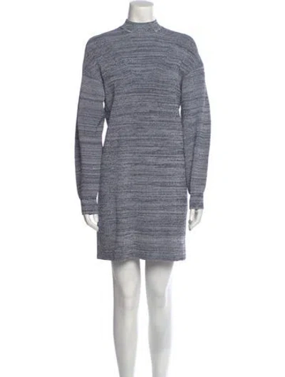 Pre-owned Scanlan Theodore Mock Neck Mini Dress In Blue