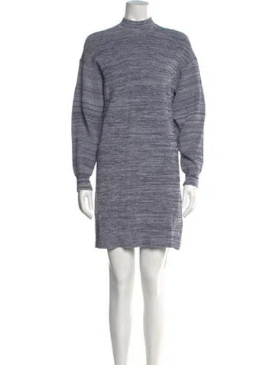 Pre-owned Scanlan Theodore Mock Neck Mini Dress In Blue