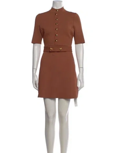 Pre-owned Scanlan Theodore Mock Neck Mini Dress In Brown