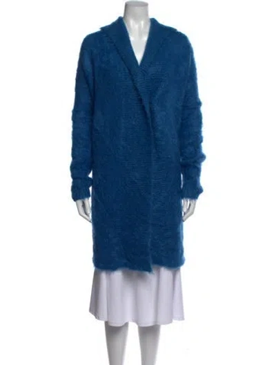 Pre-owned Scanlan Theodore Mohair Open Front Sweater In Blue