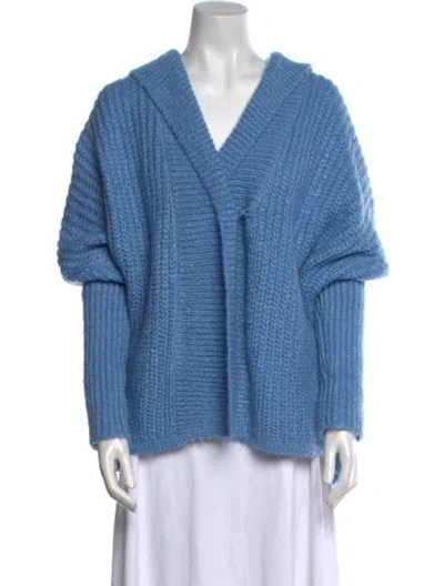 Pre-owned Scanlan Theodore Mohair V-neck Sweater In Blue