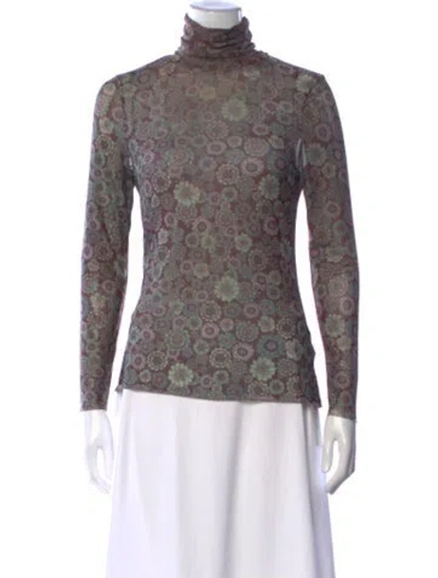 Pre-owned Scanlan Theodore Nylon Floral Print Top In Multicolor