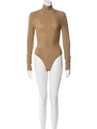 Pre-owned Scanlan Theodore Nylon Turtleneck Bodysuit In Neutral