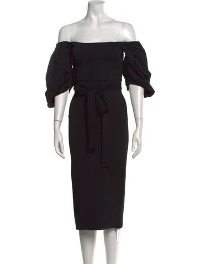 Pre-owned Scanlan Theodore Off-the-shoulder Knee-length Dress In Black