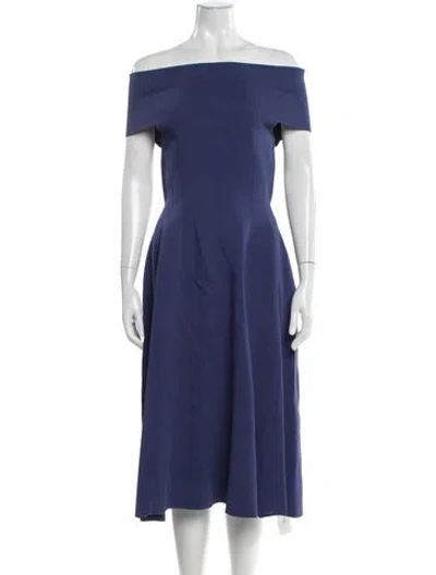 Pre-owned Scanlan Theodore Off-the-shoulder Knee-length Dress In Blue