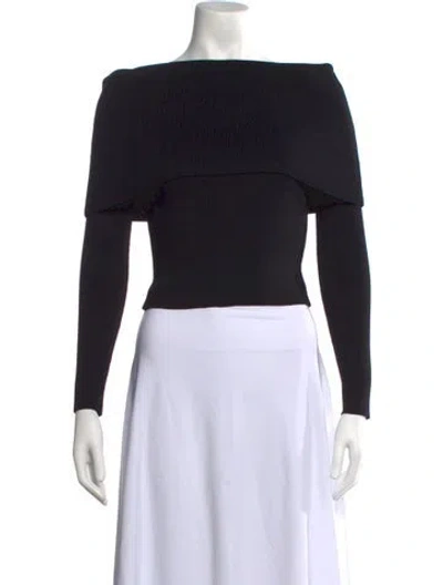 Pre-owned Scanlan Theodore Off-the-shoulder Long Sleeve Top In Black