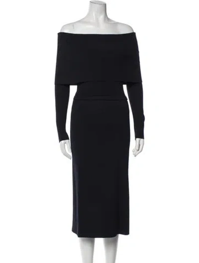 Pre-owned Scanlan Theodore Off-the-shoulder Midi Length Dress In Black