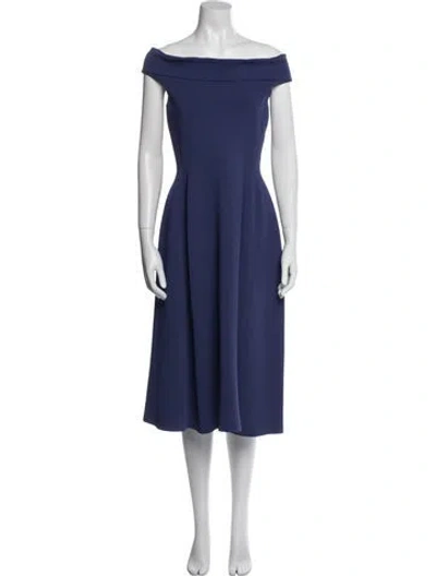 Pre-owned Scanlan Theodore Off-the-shoulder Midi Length Dress In Blue