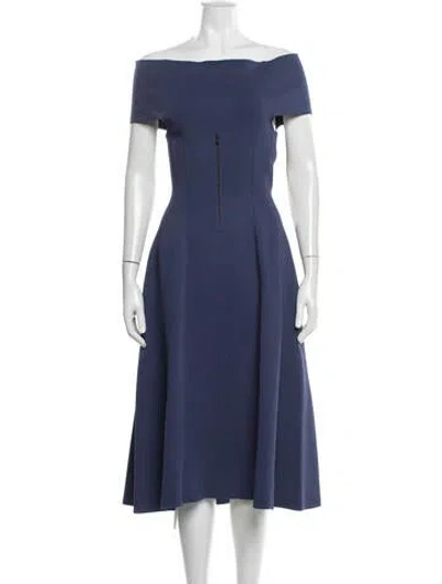 Pre-owned Scanlan Theodore Off-the-shoulder Midi Length Dress In Blue
