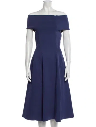 Pre-owned Scanlan Theodore Off-the-shoulder Midi Length Dress W/ Tags In Blue