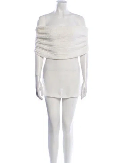 Pre-owned Scanlan Theodore Off-the-shoulder Mini Dress In White