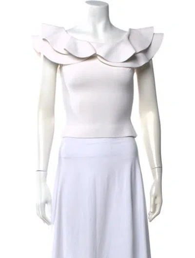 Pre-owned Scanlan Theodore Off-the-shoulder Sleeveless Top In White
