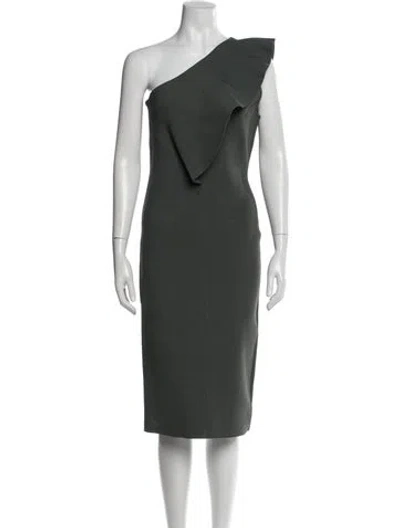 Pre-owned Scanlan Theodore One-shoulder Knee-length Dress In Green